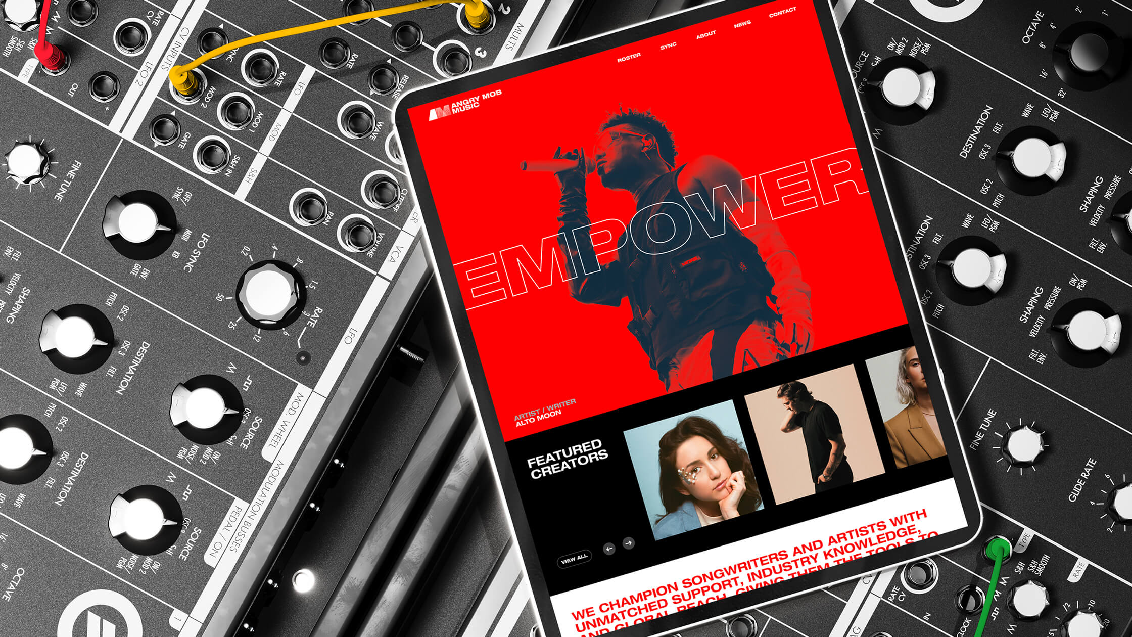 Angry Mob Music website landing page showcasing the brand’s digital presence and visual system..